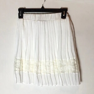 White Pleated Lace Mini Skirt Short Spring Easter